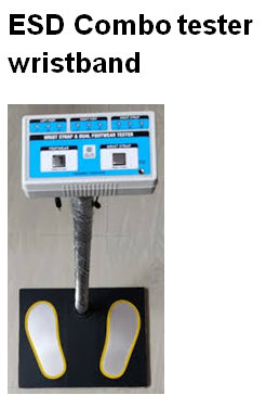 ESD combo tester for wrist straps and footwear